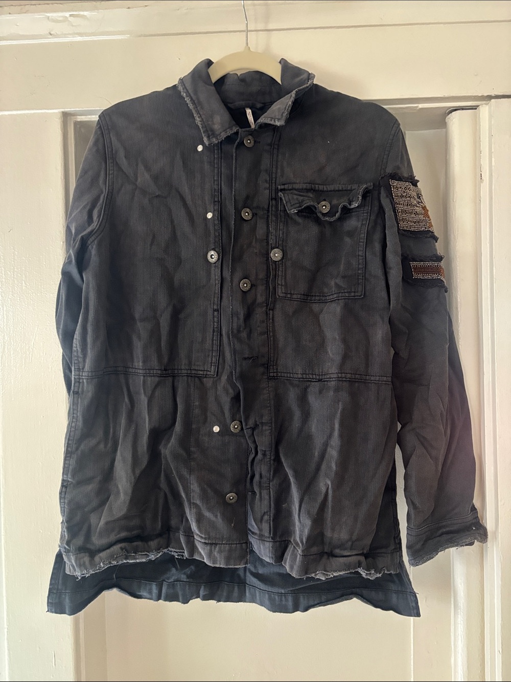 Free People Women's Charcoal Military-Inspired Field Jacket